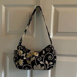 Vera Bradley Floral Shoulder Bag in Yellow, and Black